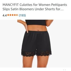 MANCYFIT Black Lace Trim Culottes Pettipants Slips Under Shorts XL